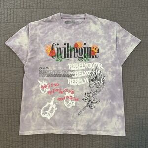 Civil Regime T Shirt Men's Large Purple White Tie Dye Streetwear AOP Gym Workout